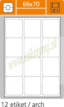 Print etikety PLUS biele 66x70 mm A/4 1000 hárkov